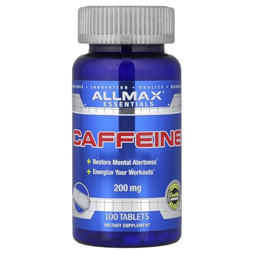 ALLMAX Nutrition 100% Pure Caffeine + Easy-To-Cut in Half Pill 200 mg 100 Tablets