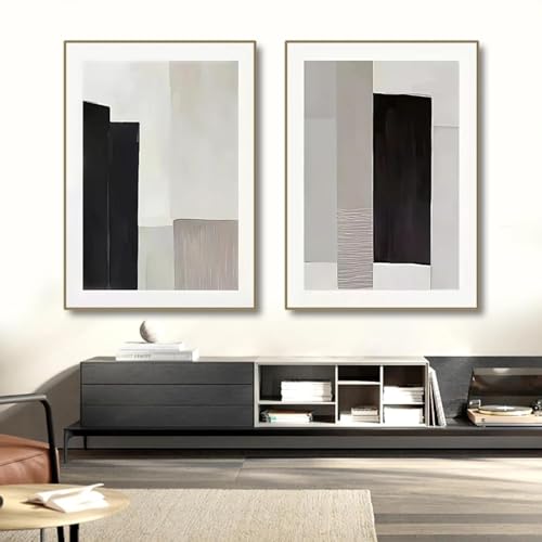 Œuvre d'art minimaliste abstraite haut de gamme avec cadre 70x100cm