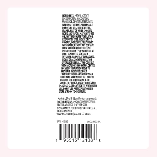 Image of Amazon Essentials Nail Polish Remover, Non-Acetone, With Coconut Oil, Formulated without Parabens or Phthalates, 6 Fl Oz