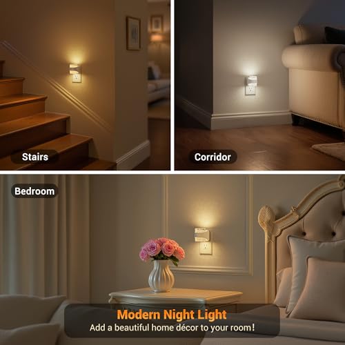 Image of JandCase LED Night Light, Bubble Night Lights Plug into Wall, [2 Pack] Night Light 3000K /4000K /5000K & 3 Brightness Levels, Dimmable Nightlight with Dusk to Dawn Sensor for Bathroom Hallway Bedroom