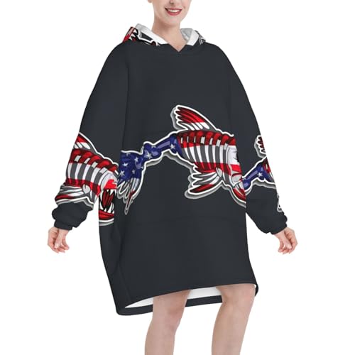 Couverture à capuche os de poisson flanelle peluche EdWal - 2