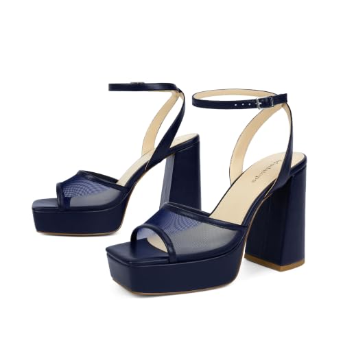 Image of Modatope Platform Heels for Women Chunky Heel Open Toe Ankle Strap Sandals