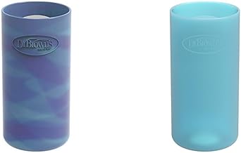 Dr. Brown's Glow in The Dark and Blue Silicone Sleeves for 8 oz Glass Baby Bottles, 2-Pack