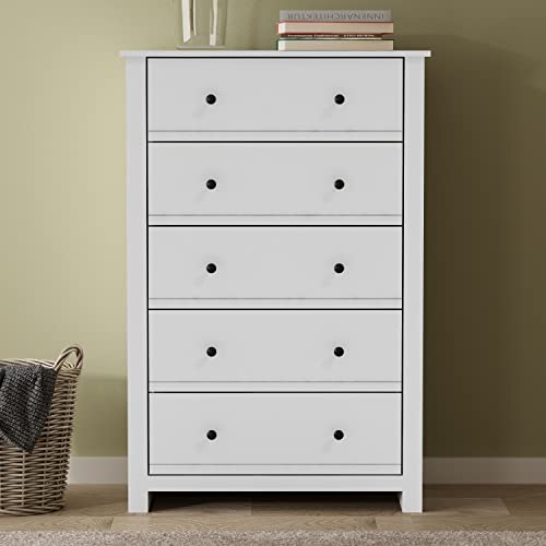 Galano Genoa 5 Drawer Dresser - Dressers - Dressers & Chest Of Drawers - Dresser For Bedroom - Dresser Organizer - Tall Dresser - Wood Dresser - White #TOP1