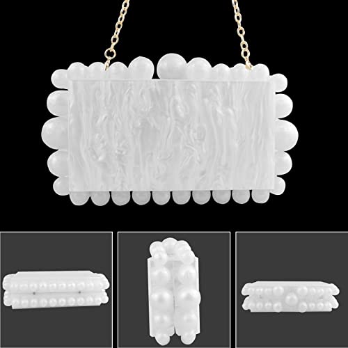 Ladihab Acrylic Clutch Purses For Women Beaded Pearl Clutch Purse Evening Clutch Acrylic Handbag Clutch Bags,White #TOP6
