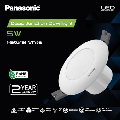 Image of Panasonic Polycarbonate 9W LED Concealed Downlight for Ceiling, LED Deep Junction & Concealed Box Light (Natural White, PDLM34054-2)