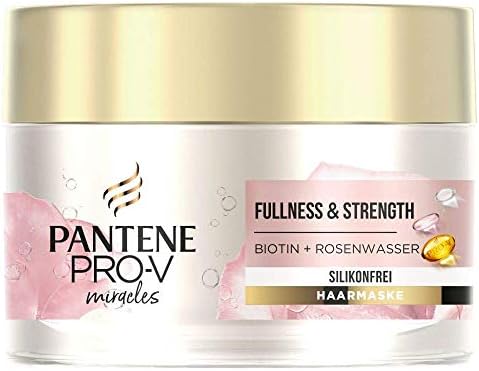 Pantene Pro-V Miracles Fullness & Strength bezsilikonowa maska do włosów z biotyną i wodą różaną, 160 ml
