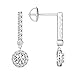 Natural Diamonds Halo Dangle Earrings AGS Certified 14K White Gold 3/4 Ctw GH/SI2-I1
