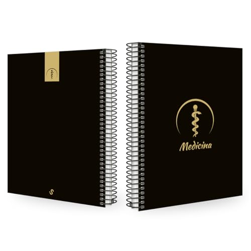 Caderno Universitário Espiral 10 Matérias Profissões Medicina (Preto e Gold)