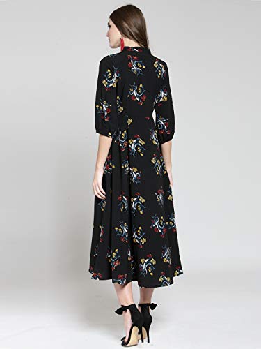 Image of Sera Women's Floral Black Polyester Anarkali Fusion Calf Length Kurta