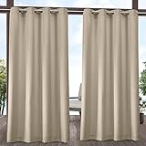 Exclusive Home Cabana Solid Indoor/Outdoor Light Filtering Grommet Top Curtain Panel, 54'x84', Natural, Set of 2