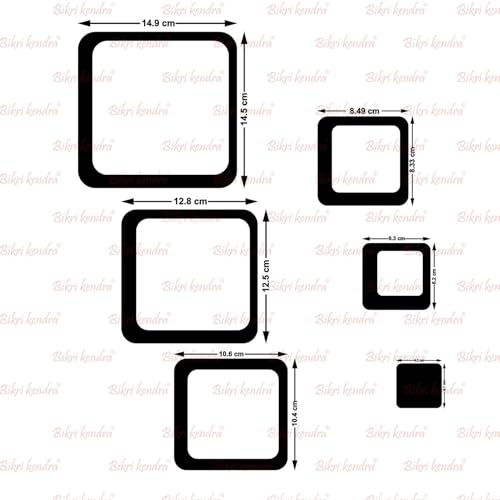 Image of Bikri Kendra - 4 Set Square Silver Decorative Mirror Stickers for Wall, Wall Mirror Stickers, 3D Acrylic Stickers Wall Stickers for Hall Room, Bed Room, Kitchen Living Room Kids Room.