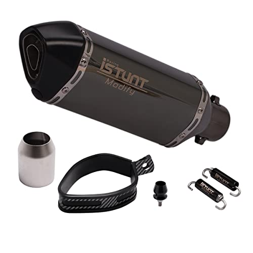 Yosayusa Universal Motorcycle Exhaust Pipe Slip On With Baffle Muffler 1.5-2" Inlet W/Db Killer 51Mm Silencer Muffler (370Mm) #TOP1