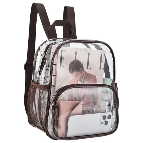 Image of Busiuw Clear Backpack for Stadium Events 12x12x6 with Front Pocket for Concert Sport Fashion Women Backpack Events Work Travel(Chocolate)