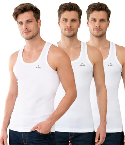 Image of Lux Cozi Men's Solid White Vest | Vest for Men | Pack of 3