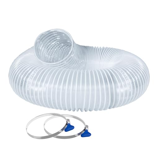 POWERTEC 5" x 5' Dust Collection Hose with 2 Hose Clamps, 5 Inch Dust Collector Hose for Woodworking and Wood Shop Dust Collection System (70394)