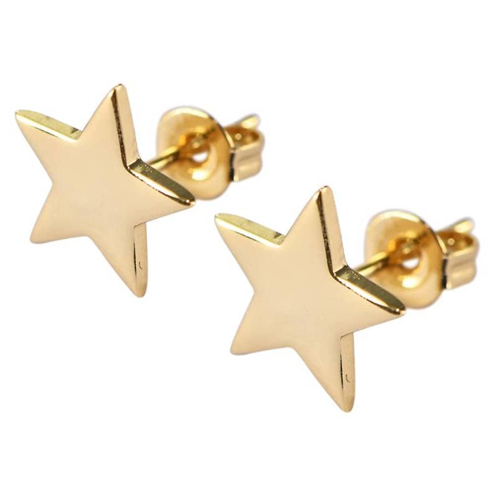Boucles d'oreilles S925 argent style coréen doré avec puce oreille étoile à cinq branches femme