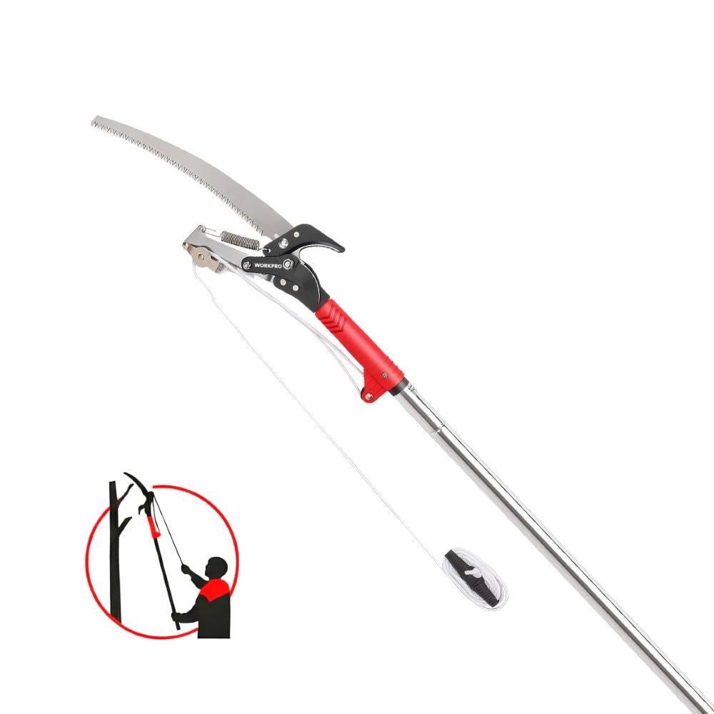 Workpro Teleskobik Dal Budama Testeresi ve Makas Seti, 2 in 1, 170-273cm Uzunluk, 30cm Testere Palası, 25mm Kesim Kapasitesi, Alüminyum Sap