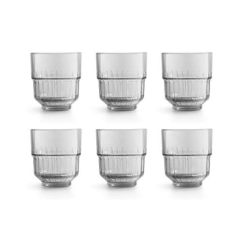 Libbey Drinkglas LinQ Rocks - 266 ml / 26,6 cl - 6 stuks – grijze kleur - stapelbaar
