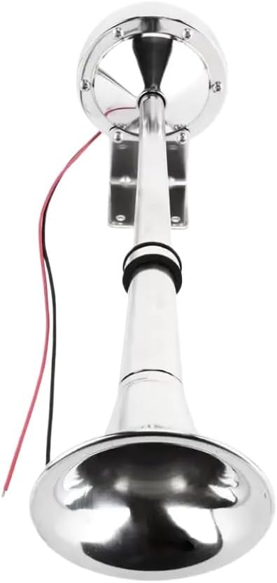 Single Trumpet Horn 12V Polished Stainless Steel Low Tone Compatible With Marine Boat Lorry Caravan RV