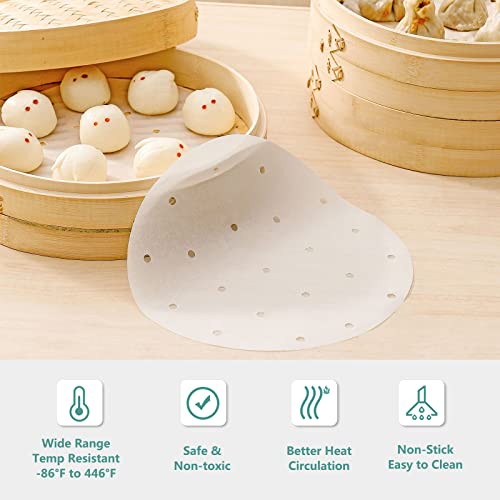 Geeric Steam Parchment Paper, 8 Inch Air Fryer Parchment Paper Liners, 100Pcs Round Perforated Bamboo Steamer Liners, Baking Liner For Air Fryers Baking Cooking Oven (White) #TOP3