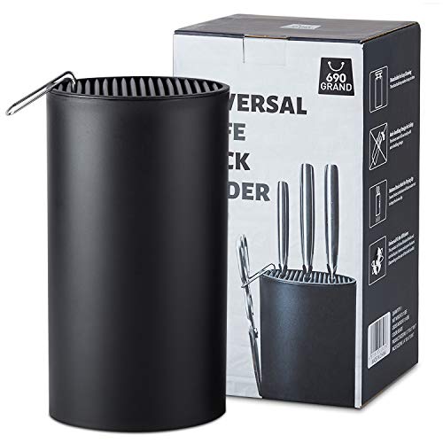 Universal Knife Block Storage Holder with Scissors Rack and Anti-shedding Function for Kitchen Counter Upgraded Version