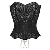 Richymfa Bustino Corsetto Donna Nero Gotico Corsetti Halloween Vintage Corsetti Intimo Senza Spalline Elastico Corsetto Donna Dimagrante Sexy Corpetto Top Corset Disossato Bustier Push Up