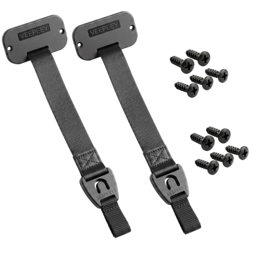 Retractable Rod Straps for Fishing Rods Gunwale/Deck Mount Self-Retracting Tie-Down Straps F14200 Rod Saver Strap Fishing Rod Holder Fishing Pole Holders for Boat Deck Black - 2 Pack