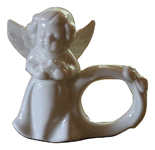 Napkin Holder Napkin Ring White Angel Porcelain Christmas Assorted Set of 2