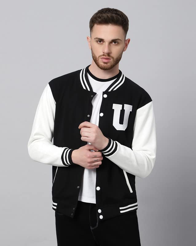 Image of BE SAVAGE Men's Cotton Blend Standard Length Varsity Jacket