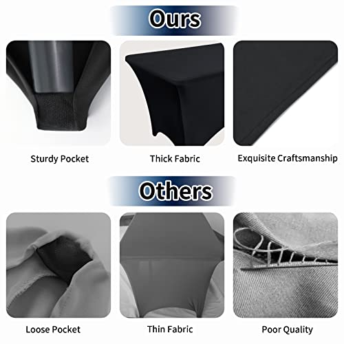 Purefit Spandex Black Table Covers 6Ft Fitted Table Clothes For 6 Foot Rectangle Tables, Elastic Massage Table Cover, Stretch Wrinkle Free Tablecloth For Party, Wedding, Birthday, Vendor Stand, 2 Pack #TOP4