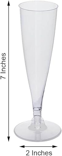 Miniatura 3 de Efavormart - Juego de 60 vasos desechables de plástico transparente para flauta de champán de 5 onzas, tallo hueco, base desmontable