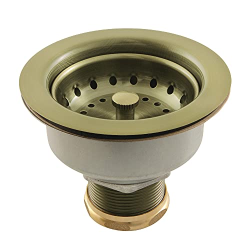 Kingston Brass K112AB Tacoma Kitchen Sink Basket Strainer, Antique Brass 4.44 x 4.44 x 3.81 by Kingston Brass - Used condition - US$18.88