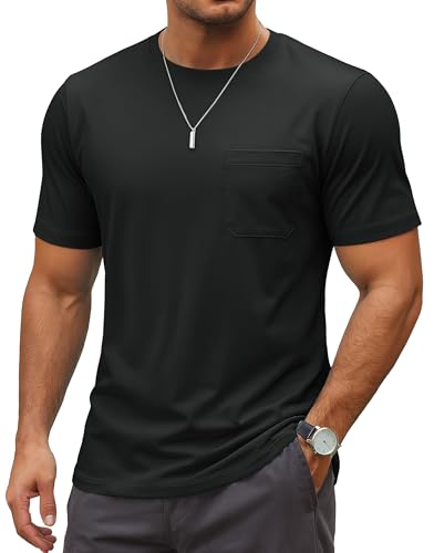 MAGCOMSEN Mens Pocket Tee Shirts UPF 80+ Sun Protection Shirts Lightweight Moisture Wicking Crewneck Casual Summer Tees