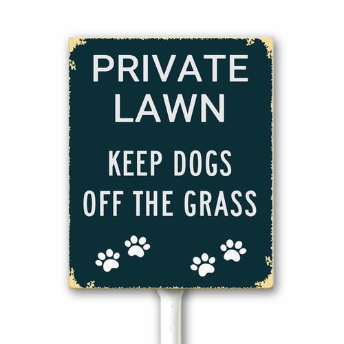 Private Lawn Keep Dogs Off The Grass Sign With Metal Stake, No Pooping Signs for Yard, Pick Up After Your Dog Signs, Protect Your Lawn Sign, 18x22 CM Rust Free Aluminum