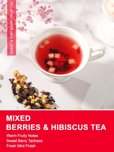Image of TeeLux Mixed Berry Hibiscus Tea, Sweet & Tangy Fruit Tea Blend, 3.5 oz