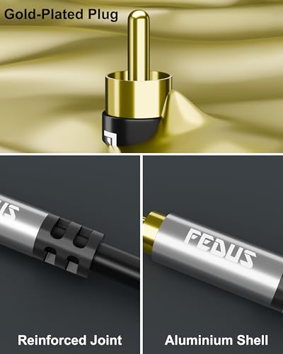 FEDUS 3.5mm to RCA Cable 9.8ft/3M, RCA to 3.5mm Male Audio Adapter 2RCA Gold Plated Shielded Stereo Y Braided Audio Adapter Cord RCA to AUX Cable for Smartphones, MP3, Tablets, Speakers, Home Theatre 3 41K3Qvkdt4L
