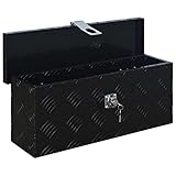 vidaXL Aluminiumkiste Transportkiste Transportbox Werkzeugkiste Werkzeugbox Deichselbox Alubox Alukoffer Lagerbox 485x140x200 mm Schwarz Aluminium - 5
