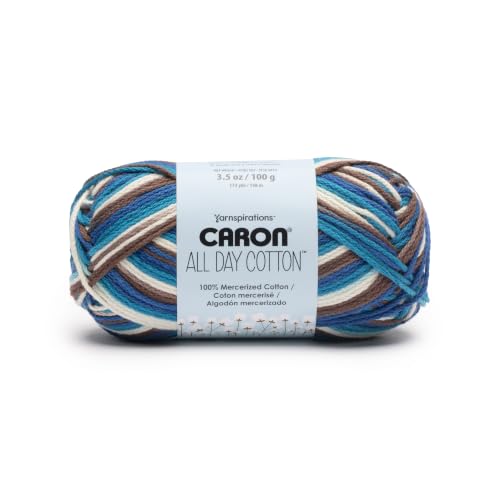 Image of Caron All Day Cotton Prints Yarn for Crocheting, Lazy River, 3-Pack