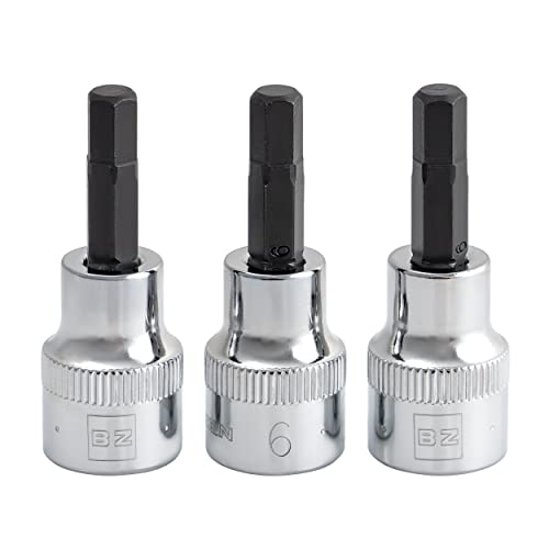 Image of BRAZEN 6mm Hex Bit Socket /Allen Driver Three Pack (3 /8 inch Drive, Short)