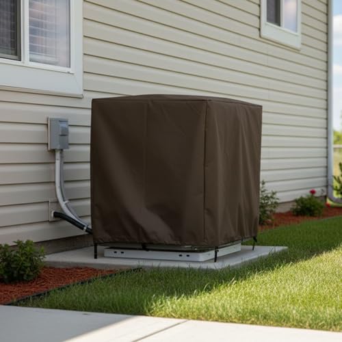 Image of Printed AC Cover for Split AC 1.5 Ton Set - Digital Print AC Cover Indoor Outdoor Waterproof - Split AC Cover Cotton Net Designer (Brown)