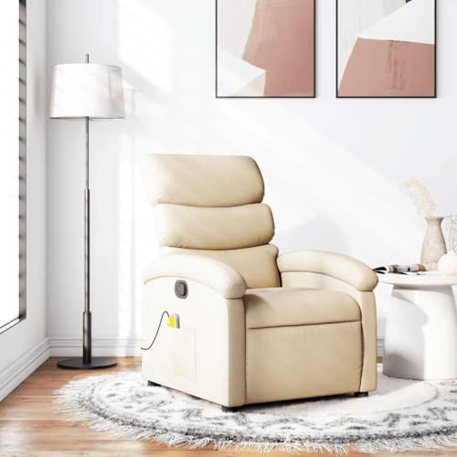 Vetnasa Sillón de Masaje reclinable de Tela Crema Mobiliario, Sillas, Sillones Crema 19,6 KG
