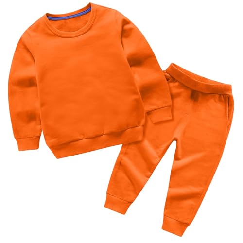 Little Kids Clothes Boys Girls Casual Sweatsuits Crewneck Sweatshirts Jogger Sweatpants Fashion Fall Outfits Sets Orange 12 Years 13 Years