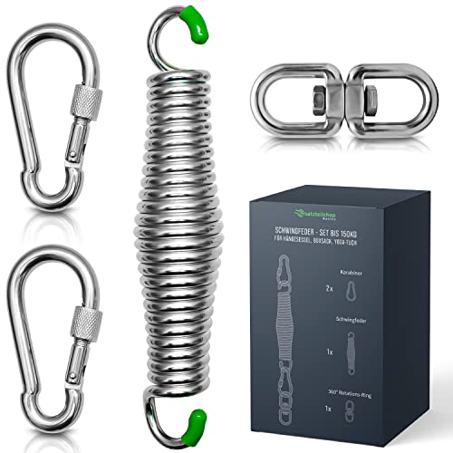 ersatzteilshop basics Muelle para silla colgante [4 piezas] Muelle de bolsa con capacidad de carga de 150 kg Muelle de acero inoxidable giratorio en 360