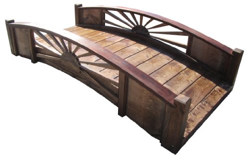 SamsGazebos Sunburst Wood Garden Bridge, 6', Brown