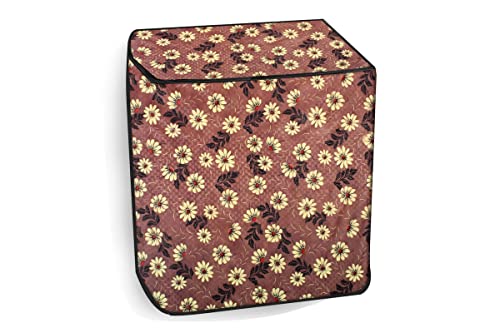 Image of Stylista PVC Washing Machine Cover Compatible for GODREJ 9KG Semi-Automatic Top Loading WSEDGE PRO 90 5.0 PB3 M LISP, Sprig Pattern Brick