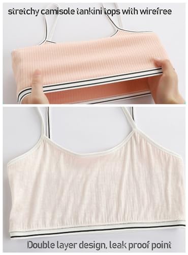 Girls Cotton Training Bra Stretch Spaghetti Strap Cami Crop Bralette2