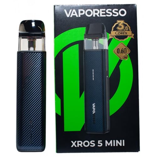 For Vaporesso Xros 5 Mini Kit Pod 30 W (Noir Carbone) Batterie 1500 mAh 3 ML 0,6 ohm Cartouche Xros COREX 3.0 Pod remplissage par le haut Cigarette...
