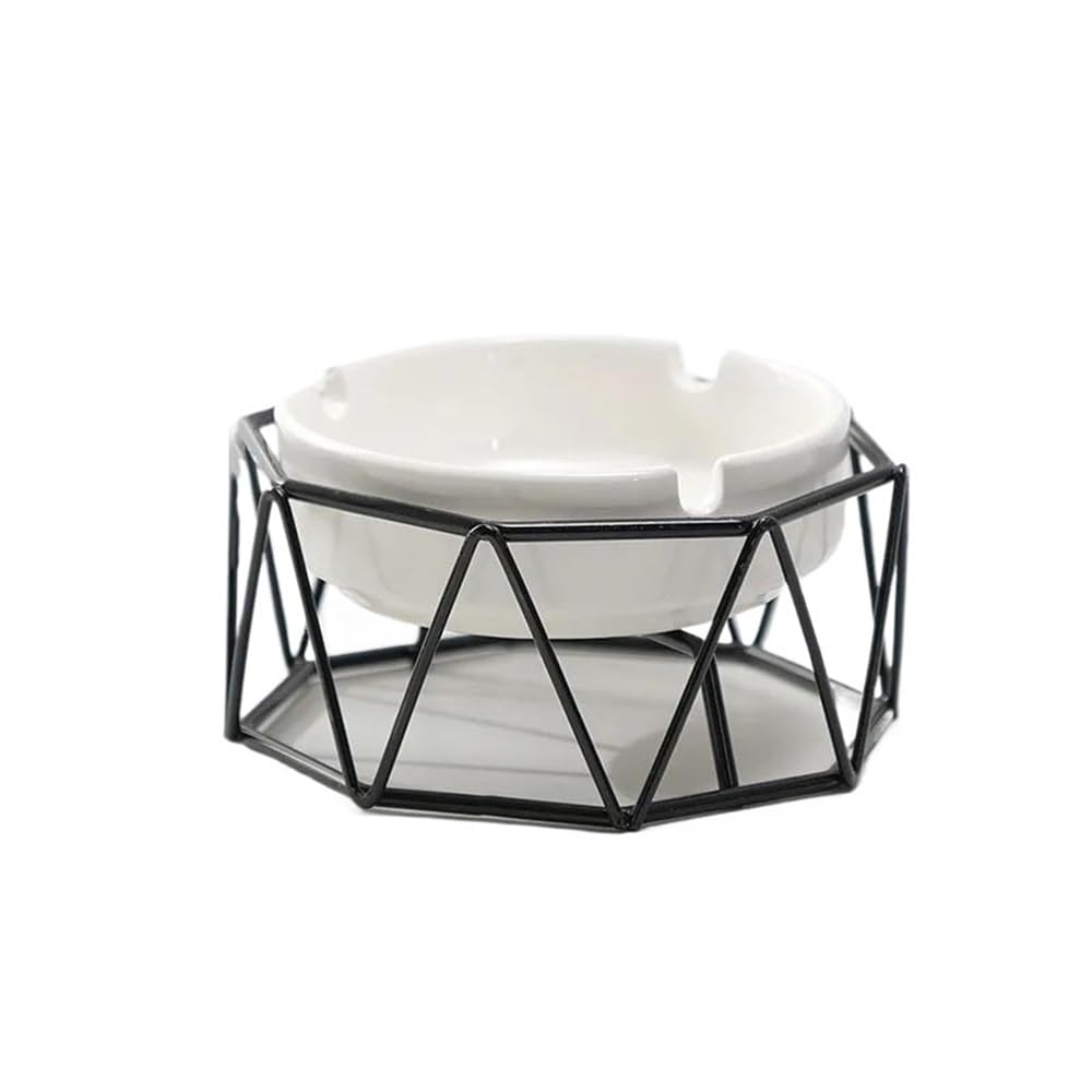 OWOHYG Desktop Smoking Ash Tray Ashtray With Shelf Living Room Decorations Office Ceramic Ashtray Easy To Clean.Black
