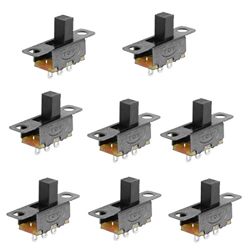 sourcing map 8Pcs 2 Posición SPDT 1P2T Panel Montaje Vertical deslizante Conmutador 3 Soldadura Émbolo Pin